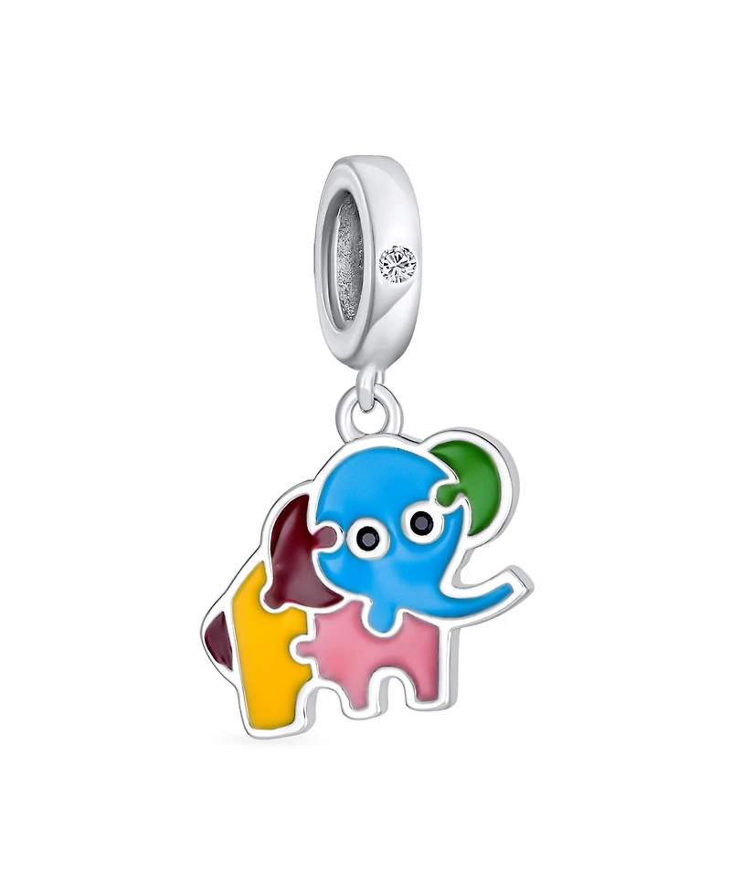 Bling Jewelry Multicolor Good Luck Bambi Elephant Trunk Up Dangle Bead Charm For Sterling Silver Fits European Bracelet