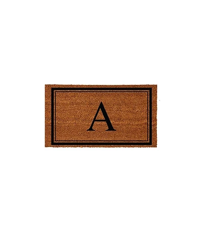 Evergreen Monogram Indoor Outdoor 100% Natural Coir Doormat 28" x 16" | Letter "A"