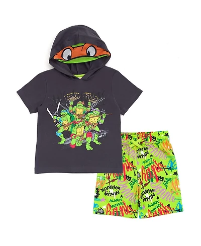 Teenage Mutant Ninja Turtles Leonardo Michelangelo Raphael T-Shirt and Mesh Shorts Outfit Set Toddler to Big Kid