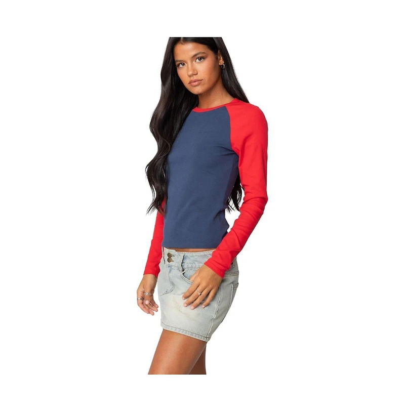 Edikted Womens Tommi Raglan Long Sleeve T Shirt