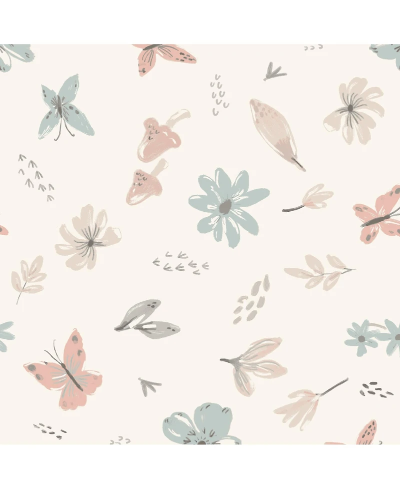 Lambs & Ivy Baby Blooms Watercolor Floral/Butterfly Cotton Fitted Crib Sheet