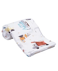 Bedtime Originals Construction Zone White Cozy Fleece Trucks Baby Blanket