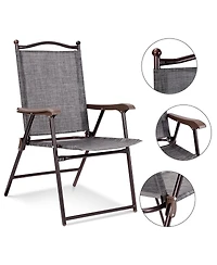 Costway Set of 2 Patio Folding Sling Back Chairs Camping Deck Garden Beach