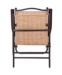 Costway Set of 2 Patio Folding Sling Back Chairs Camping Deck Garden Beach