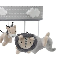 Lambs & Ivy Jungle Safari Gray Elephant/Lion/Giraffe Musical Baby Crib Mobile Toy