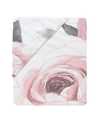 Lambs & Ivy Floral Garden Pink/White Watercolor Cotton Baby Fitted Crib Sheet