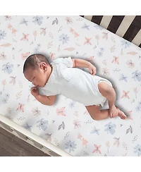 Lambs & Ivy Baby Blooms 3-Piece Pink Floral/Butterfly Baby Crib Bedding Set