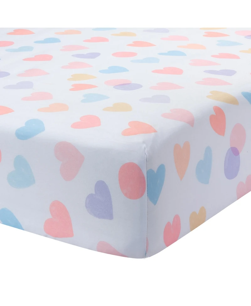 Bedtime Originals Rainbow Hearts Pink/Purple 3-Piece Baby Crib Bedding Set