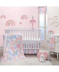 Bedtime Originals Rainbow Hearts White/Pink/Purple Soft Fleece Baby Blanket