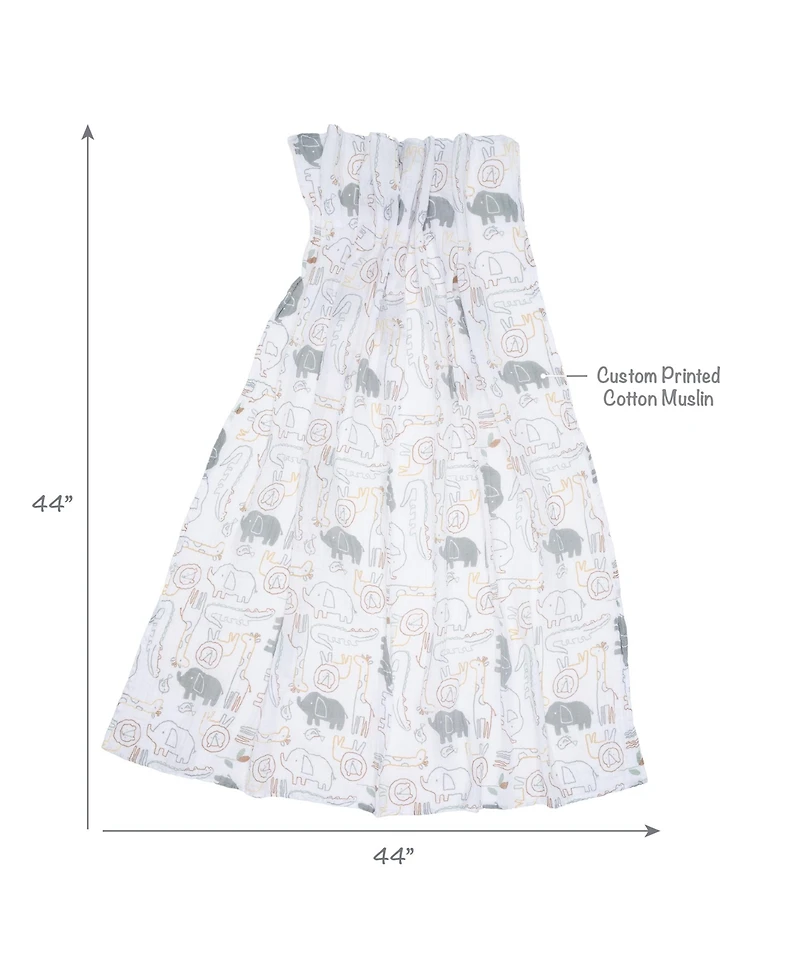 Lambs & Ivy Jungle Story 100% Cotton Muslin Safari Swaddle Blankets - 2 Pack