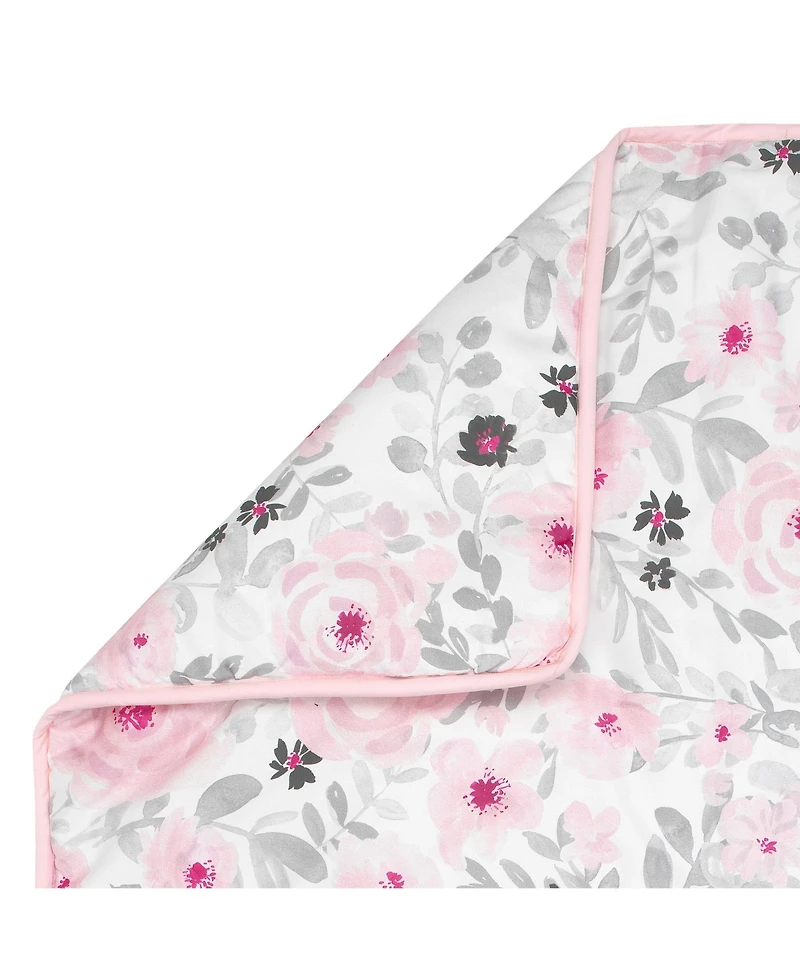 Bedtime Originals Blossom Pink Watercolor Floral 3-Piece Baby Crib Bedding Set