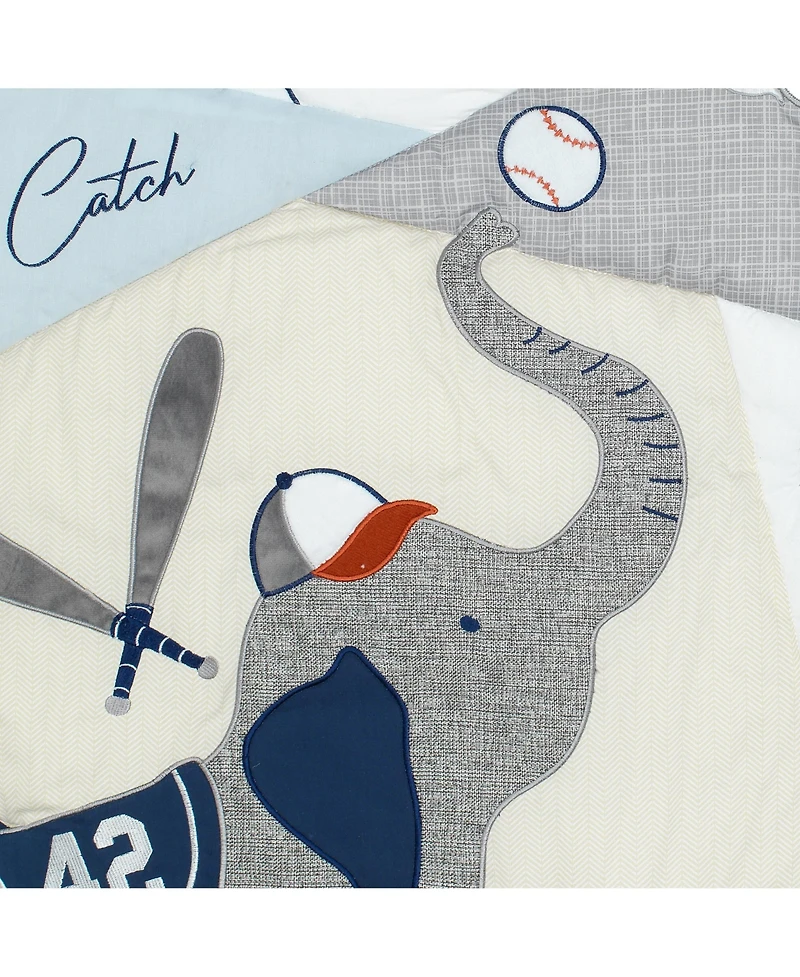 Lambs & Ivy Hall of Fame Sports Animals 5-Piece Crib Bedding Set - Gray/Blue