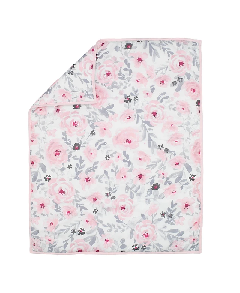 Bedtime Originals Blossom Pink Watercolor Floral 3-Piece Mini Crib Bedding Set