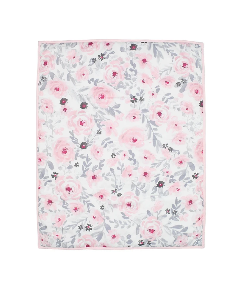 Bedtime Originals Blossom Pink Watercolor Floral 3-Piece Mini Crib Bedding Set