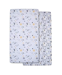 Bedtime Originals Celestial Moon/Stars 2-Pack Fitted Crib/Toddler Sheet Set