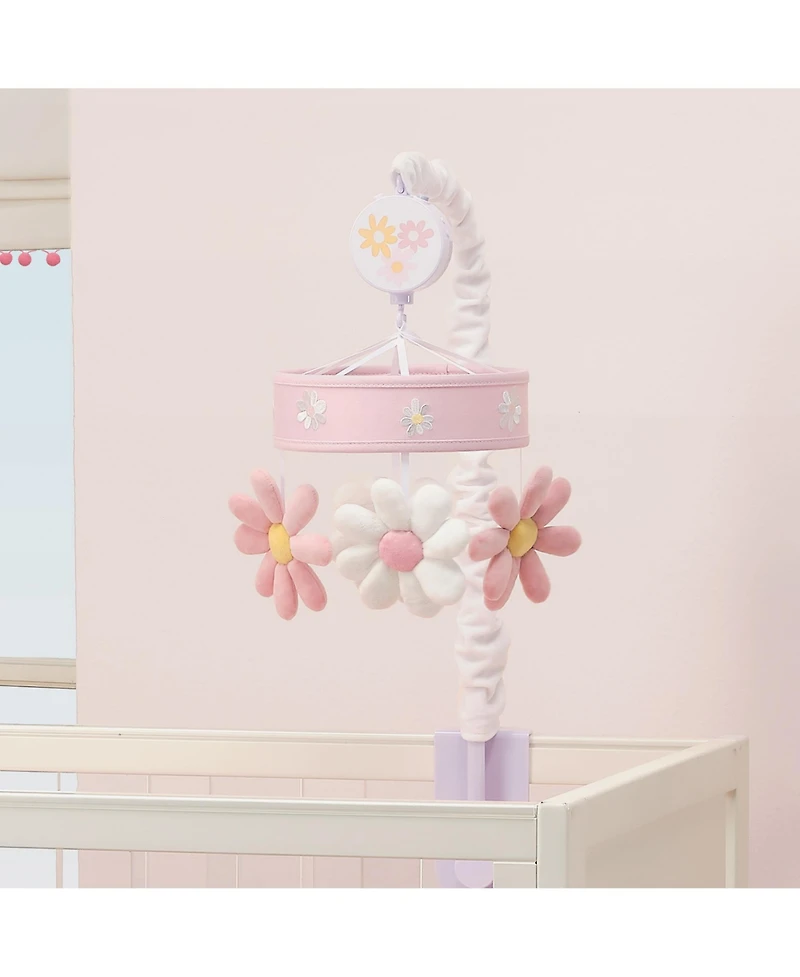 Lambs & Ivy Daisy Dreams Pink/White Musical Baby Crib Mobile Soother Toy