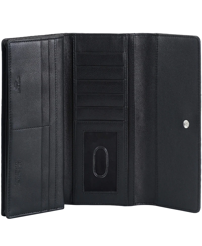 Mancini Women's Croco2 Rfid Secure Quad Fold Wallet