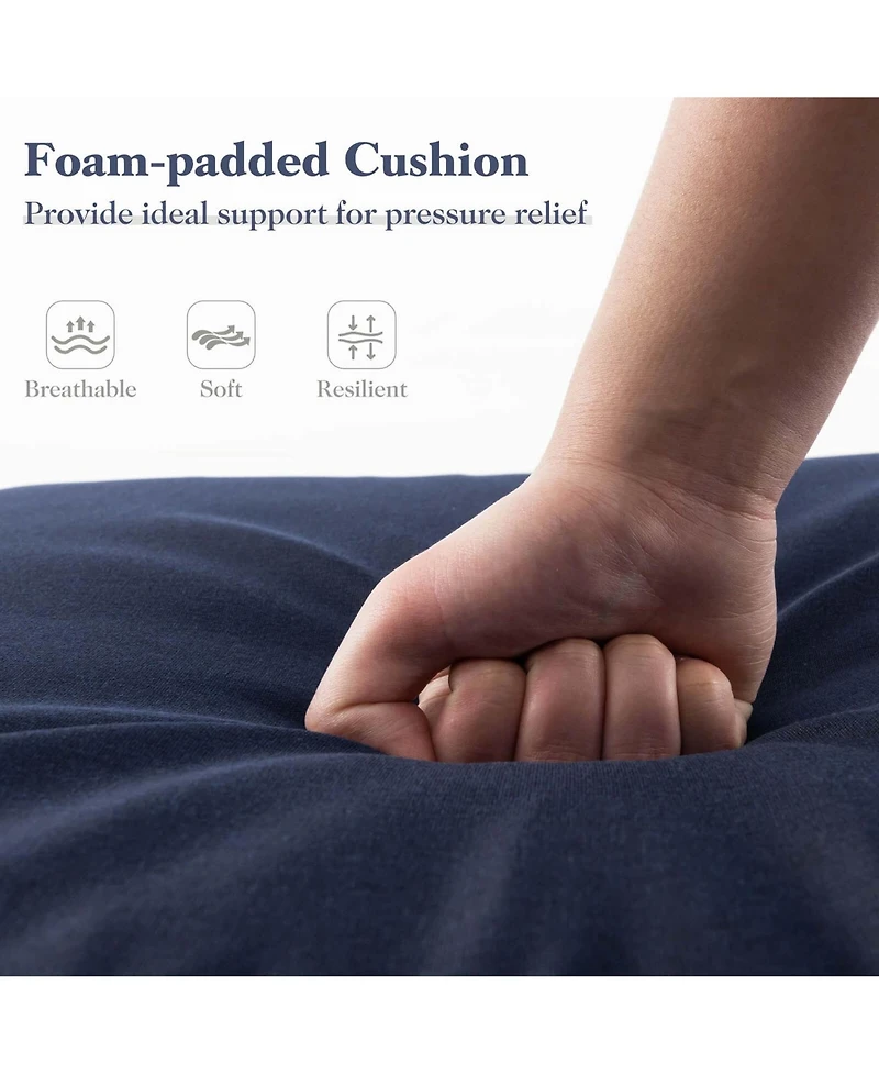 Outdoor Chaise Lounge Cushion with Hook & Loop Fastener Fixing Straps Patio