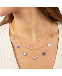 The Lovery Small Bubblegum Pink Single Clover Necklace 14K Gold