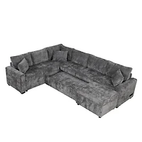 Streamdale Furniture 112" Sectional Pull-out Sofa with Storage Ottoman