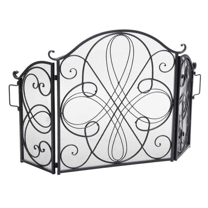 Streamdale Rosalinda Floral Iron Fireplace Screen, Silver Finish
