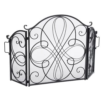 Streamdale Rosalinda Floral Iron Fireplace Screen, Silver Finish