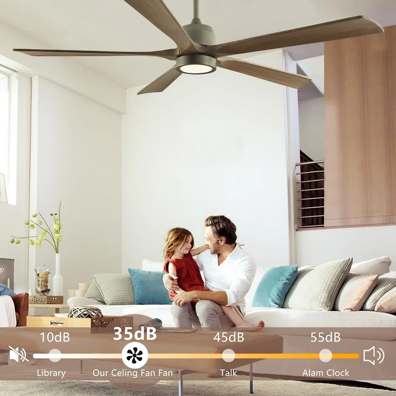 Streamdale Modern Wood Ceiling Fan with Light and Remote (60")