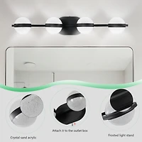 Minimalist Led Vanity Light with Frosted Glass Shades in Black