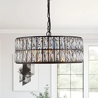 Streamdale Modern Crystal Drum Chandelier with Black Frame for Home Lighting