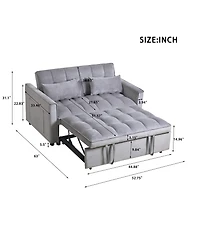 Streamdale Convertible Sleeper Sofa Bed with Velvet Loveseat