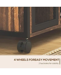 Mobile Printer Stand with Socket & Usb Ports, Rustic Brown