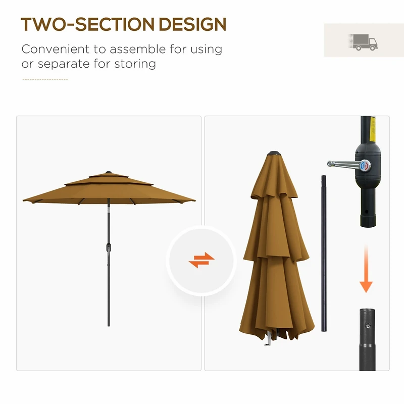 9FT 3-Tier Patio Umbrella with Tilt