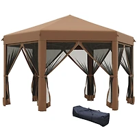13' x 11' Hexagonal Pop Up Gazebo with Mesh Walls