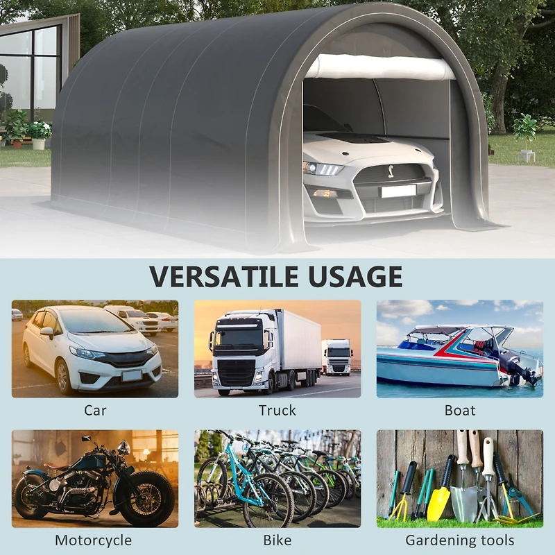 Heavy-Duty Carport with Zippered Door and Uv Canopy