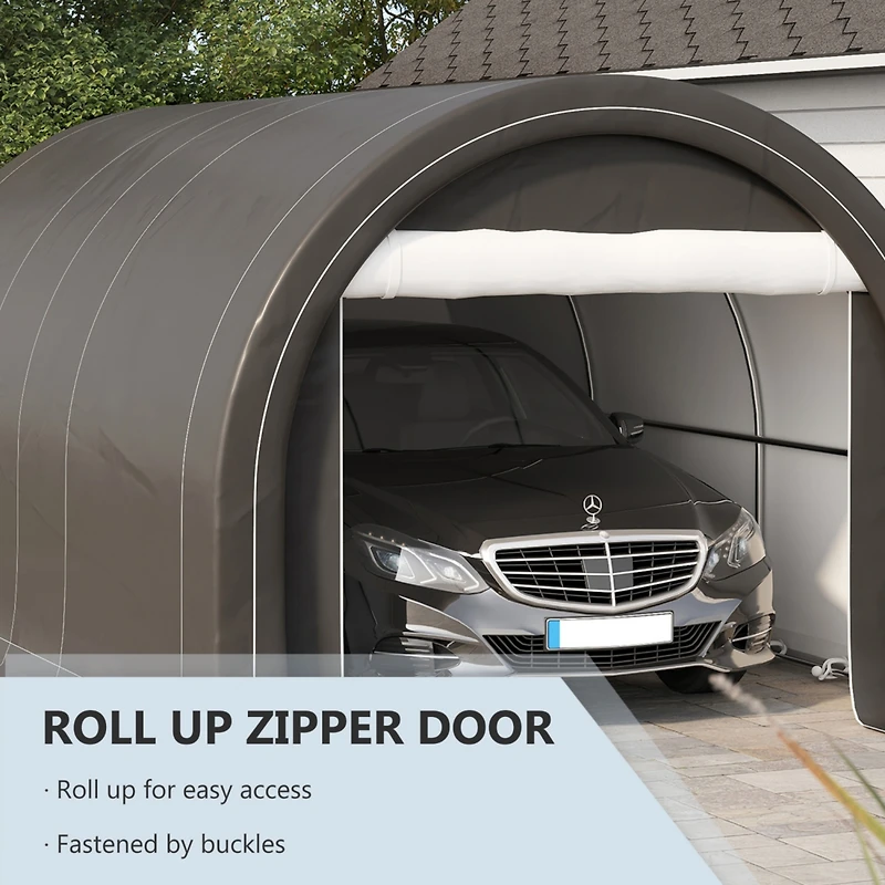 Heavy-Duty Carport with Zippered Door and Uv Canopy