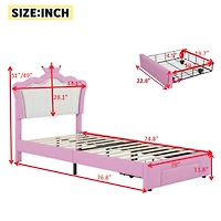 Streamdale Twin Upholstered Bed with Crown Headboard and Led Lights