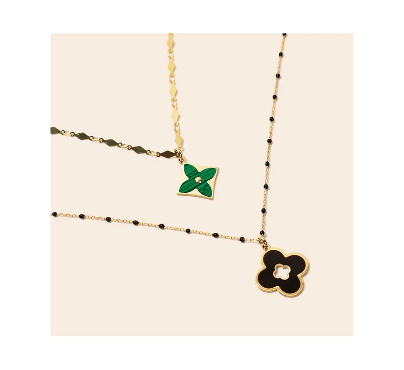 The Lovery Malachite Luxe Flower Necklace