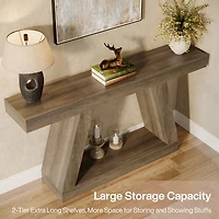 Tribesigns Farmhouse Console Table, 55-Inch Rustic Sofa Table with Storage, Industrial Wooden Entryway Table for Hallway