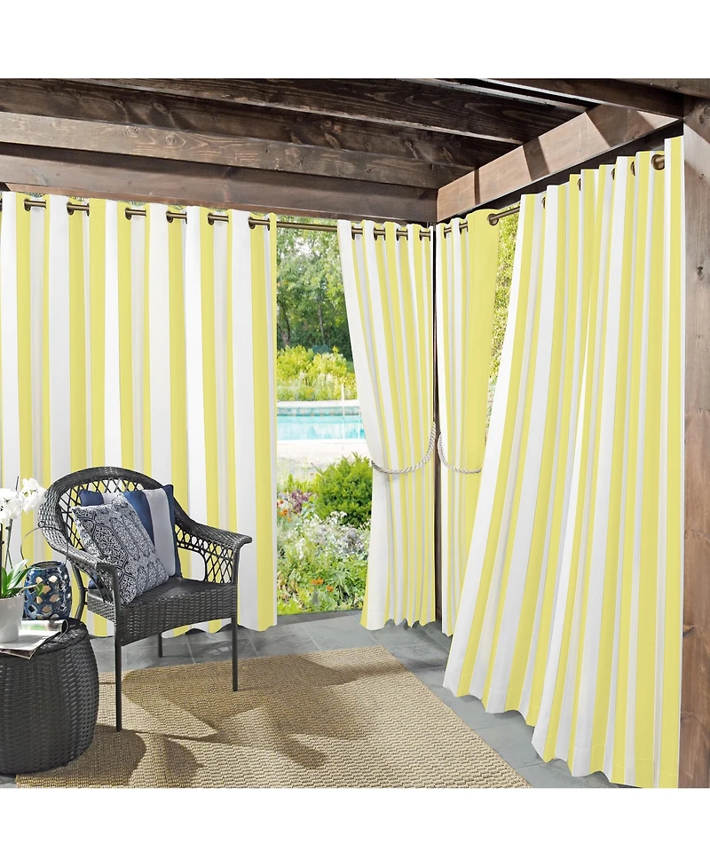 Valencia Cabana Stripe Indoor/Outdoor Uv Protectant Room Darkening Grommet Curtain Panel