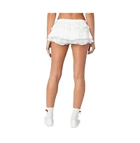 Edikted Womens Lacey Ruffled Bloomer Skort