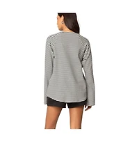 Edikted Womens Stripey Oversized Bell Sleeve Top