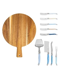 French Home Laguiole 10 Piece Cheese Knives and Spreaders Set with Wood Board
