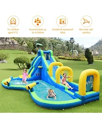 Costway Inflatable Water Slide Kids Bounce House Castle Splash Water Pool W/ 750W Blower
