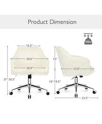Vebreda Modern Fluffy Faux Fur Vanity Office Chair for Teens Girls-Beige