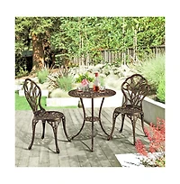 Yaheetech 3 Piece Patio Bistro Table Set with Umbrella Hole