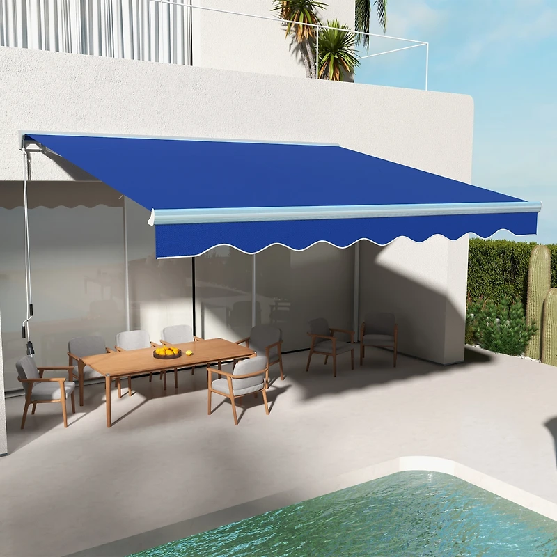 Outsunny 16.5' x 10' Electric Retractable Awning w/ Led Lights, Blue