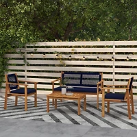Outsunny 4pc Wood Outdoor Patio Furniture Set with Cushions,
