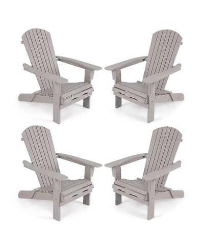 Folding Adirondack Chair Set of 1 with High Backrest & Wide Armrests Wooden