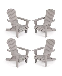 Folding Adirondack Chair Set of 1 with High Backrest & Wide Armrests Wooden