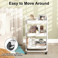 Sugift 3 Tier Rolling Cart Utility Cart with Lockable Wheels Rolling Metal Storage